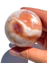 Load image into Gallery viewer, Pink Carnelian + Flower Agate Sphere