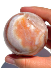 Load image into Gallery viewer, Pink Carnelian + Flower Agate Sphere
