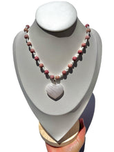 Load image into Gallery viewer, Pink Mangano Calcite + Pink Petrified Wood Handmade Necklace NEW!