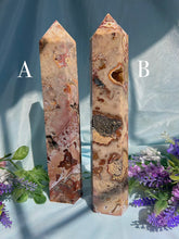 Load image into Gallery viewer, XL Pink Amethst + Crazy Lace Agate + Pyrite Tower