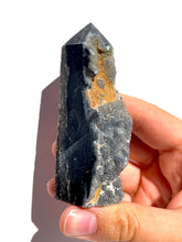 Load image into Gallery viewer, Damaged Black Druzy Chalcedony Tower NEW!