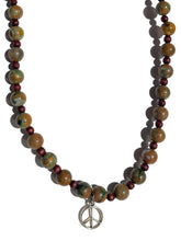 Load image into Gallery viewer, Handmade Rhyolite + Peace Sign Necklace