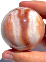 Load image into Gallery viewer, Pink Carnelian + Flower Agate Sphere