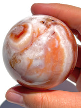 Load image into Gallery viewer, Pink Carnelian + Flower Agate Sphere
