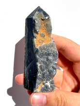Load image into Gallery viewer, Damaged Black Druzy Chalcedony Tower NEW!