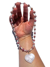Load image into Gallery viewer, Pink Mangano Calcite + Pink Petrified Wood Handmade Necklace NEW!