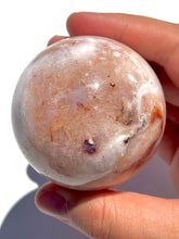 Load image into Gallery viewer, Pink Carnelian + Flower Agate Sphere