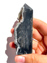 Load image into Gallery viewer, Damaged Black Druzy Chalcedony Tower NEW!