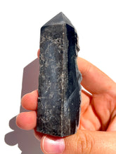 Load image into Gallery viewer, Damaged Black Druzy Chalcedony Tower NEW!