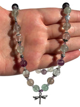 Load image into Gallery viewer, Handmade Fluorite + Dragonfly Necklace