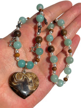 Load image into Gallery viewer, Amazonite + Chocolate Calcite Handmade Necklace
