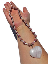 Load image into Gallery viewer, Pink Mangano Calcite + Pink Petrified Wood Handmade Necklace NEW!
