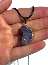 Load image into Gallery viewer, Amethyst Cluster Moon Necklace

