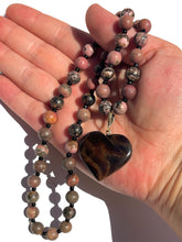 Load image into Gallery viewer, Rhodonite + Chocolate Calcite Handmade Necklace
