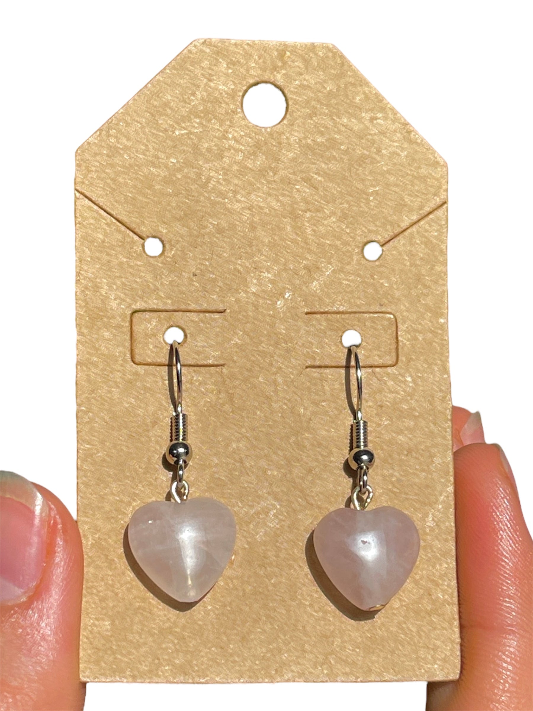 Rose Quartz Heart Earrings