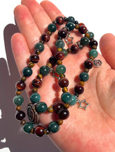 Load image into Gallery viewer, Handmade Moss Agate + Red Tigers Eye Spiral Necklace NEW!
