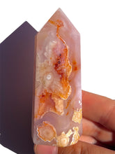 Load image into Gallery viewer, Imperfect Pink Carnelian + Flower Agate Tower NEW!
