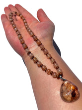 Load image into Gallery viewer, Fire Quartz + Wood Handmade Necklace NEW!
