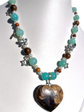 Load image into Gallery viewer, Amazonite + Chocolate Calcite Handmade Necklace
