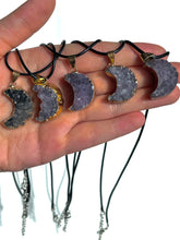 Load image into Gallery viewer, Amethyst Cluster Moon Necklace
