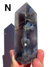 Load image into Gallery viewer, Black or Blue Flower Agate Towers, Choose Your Own NEW!
