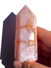 Load image into Gallery viewer, Imperfect Pink Carnelian + Flower Agate Tower NEW!

