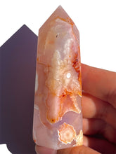 Load image into Gallery viewer, Imperfect Pink Carnelian + Flower Agate Tower NEW!
