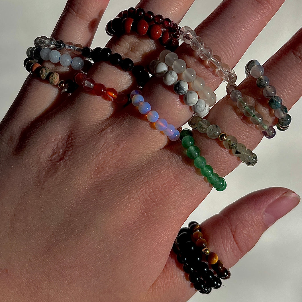 ⊹ Assorted Beaded Crystal Rings ⊹