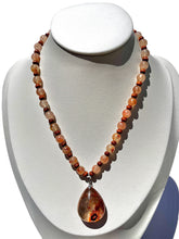 Load image into Gallery viewer, Fire Quartz + Wood Handmade Necklace NEW!
