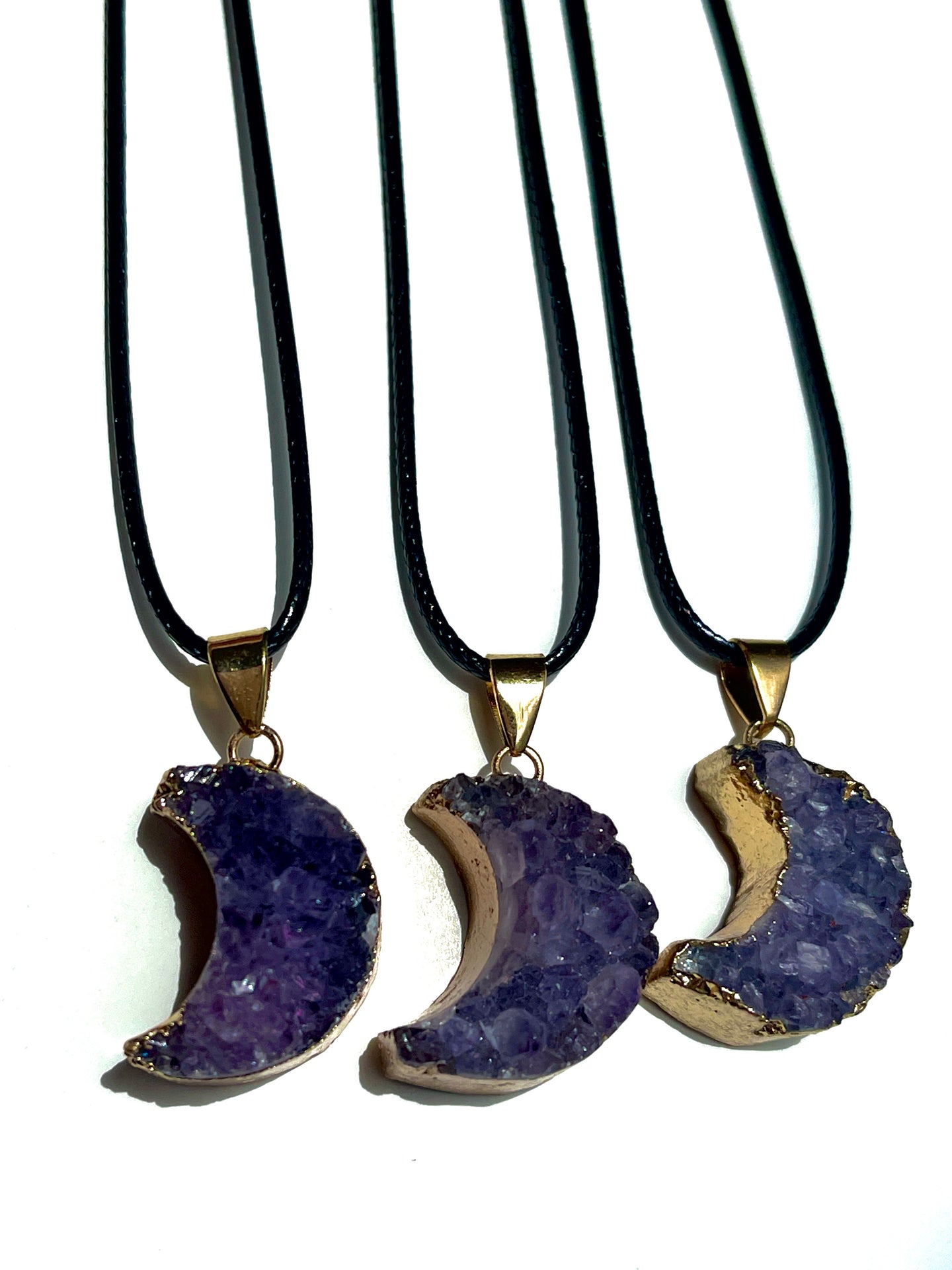 Amethyst Cluster Moon Necklace