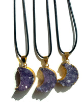 Load image into Gallery viewer, Amethyst Cluster Moon Necklace
