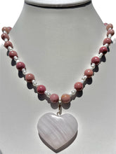 Load image into Gallery viewer, Pink Mangano Calcite + Pink Petrified Wood Handmade Necklace NEW!

