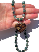 Load image into Gallery viewer, Moss Agate + Chocolate Calcite Handmade Necklace NEW!
