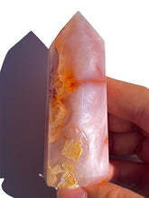 Load image into Gallery viewer, Imperfect Pink Carnelian + Flower Agate Tower NEW!
