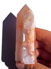 Load image into Gallery viewer, Imperfect Pink Carnelian + Flower Agate Tower NEW!
