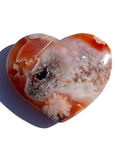 Load image into Gallery viewer, Pink Carnelian + Flower Agate Heart NEW!
