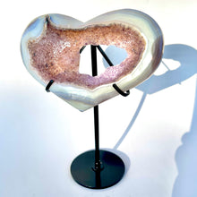 Load image into Gallery viewer, ⊹ Druzy Amethyst + Agate Portal Heart with Stand ⊹ Choose Your Own ⊹ NEW!
