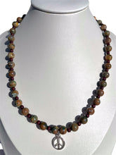 Load image into Gallery viewer, Handmade Rhyolite + Peace Sign Necklace
