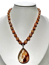 Load image into Gallery viewer, Fire Quartz + Wood Handmade Necklace NEW!
