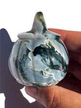 Load image into Gallery viewer, Moss Agate Heart Eyed Jack-O-Lantern  NEW!
