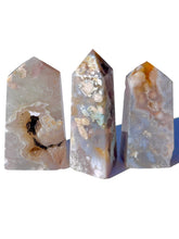 Load image into Gallery viewer, Black or Blue Flower Agate Towers, Choose Your Own NEW!
