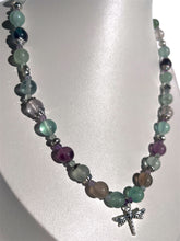 Load image into Gallery viewer, Handmade Fluorite + Dragonfly Necklace
