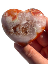 Load image into Gallery viewer, Pink Carnelian + Flower Agate Heart NEW!
